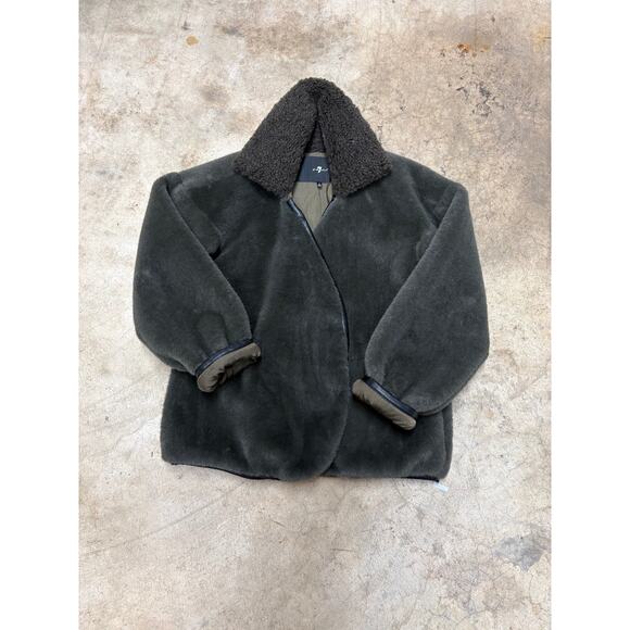 7 For All Mankind Faux Fur Teddy Coat – Sherpa Collar Plush Jacket – Women’s S - Picture 3 of 12